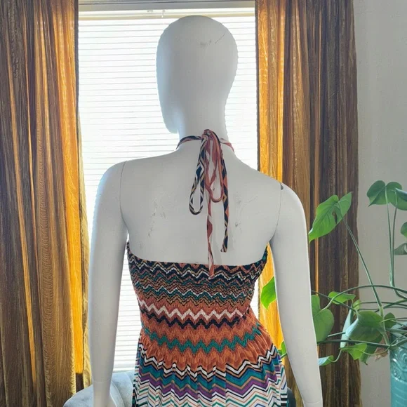 Magic Strapless Chevron Maxi Dress in Orange, Teal, Black, White - Picture 9 of 14